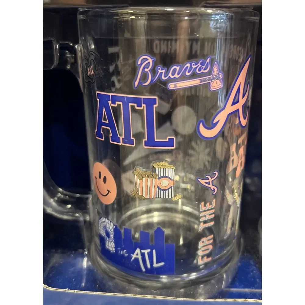 New In Box Set Of 2 NFL Atlanta‎ Braves 15 Oz Color Change Glass Stein Memory Co